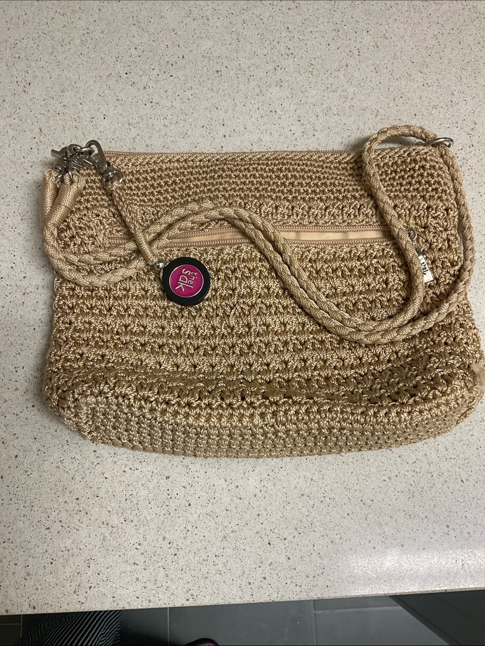 ÑWOT The SAK. Tan/gold crochet bag